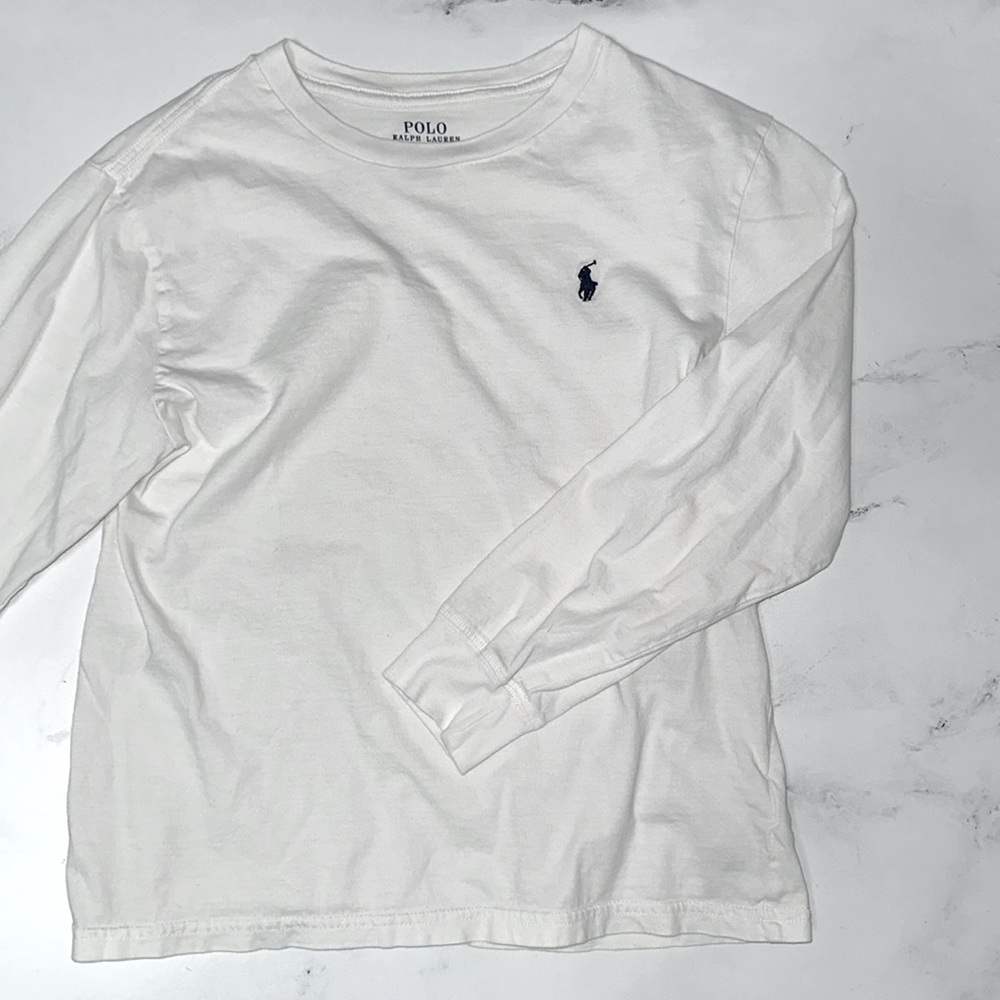 Youth Polo Ralph Lauren White Long Sleeve Shirt Size 10/12